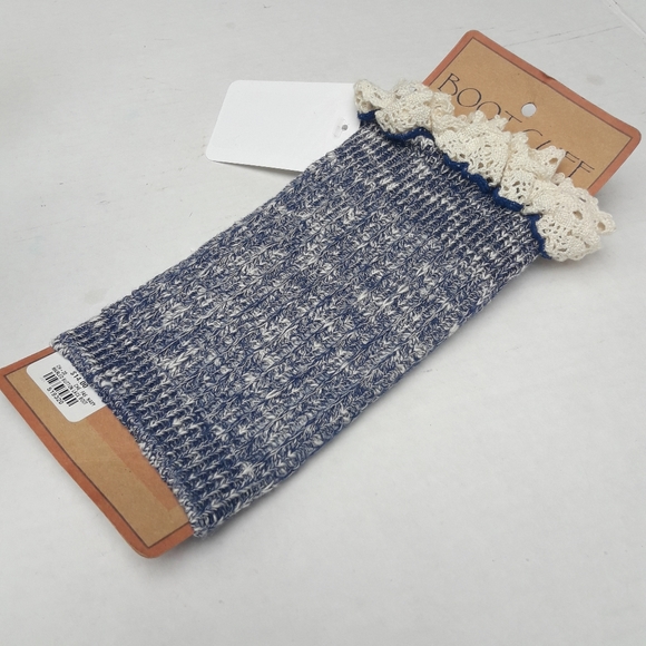 NWT Crocheted Lacy Boot Cuffs Socks Cuff Blue Lace - Picture 2 of 8
